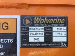 Unused Wuxi Wolverine Skid Steer Drum Mulcher 73” Wide, Model DUM-26-73W, High Flow