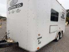 (TITLE) Auction Clerking Trailer, 2000 Model, Star Fire, Clerking Window/ Counter On Both Sides, Air Conditioner Needs Work, Lights Work,Bathroom And Propane Furnace, Storage Cabinets, Clean Low Mile Trailer. Good Tires, No Water Leak Marks On Ceiling, Electric Jack, 2 5/16 “ Ball Hitch