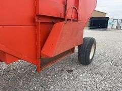 300 Bushel Gravity Wagon, Lights, 12.5 L 16 Flotation Tires, Extending Tongue, Galvanized Side Boards, Repainted Orange, 8 Hole Hubs, Rocking Bolster On Front, Nice Wagon