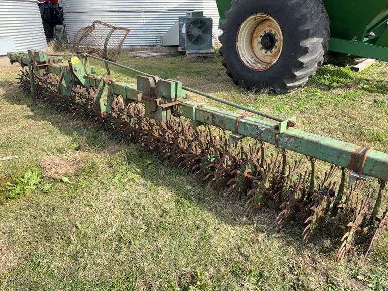John Deere 400 Rotary Hoe, 20’ Wide, 3 Point , Missing 1 Hoe Wheel, Spoons in Good Condition,
