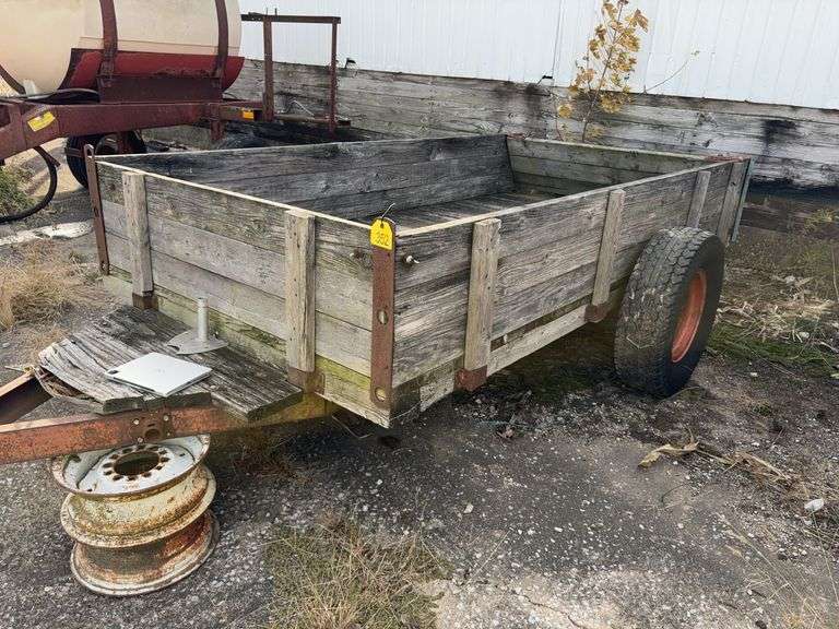 Homemade Trailer, No Title, 11’ Long x 64” wide, 1 Tire Holds Air, 1 Tire is Flat, Pin hitch,