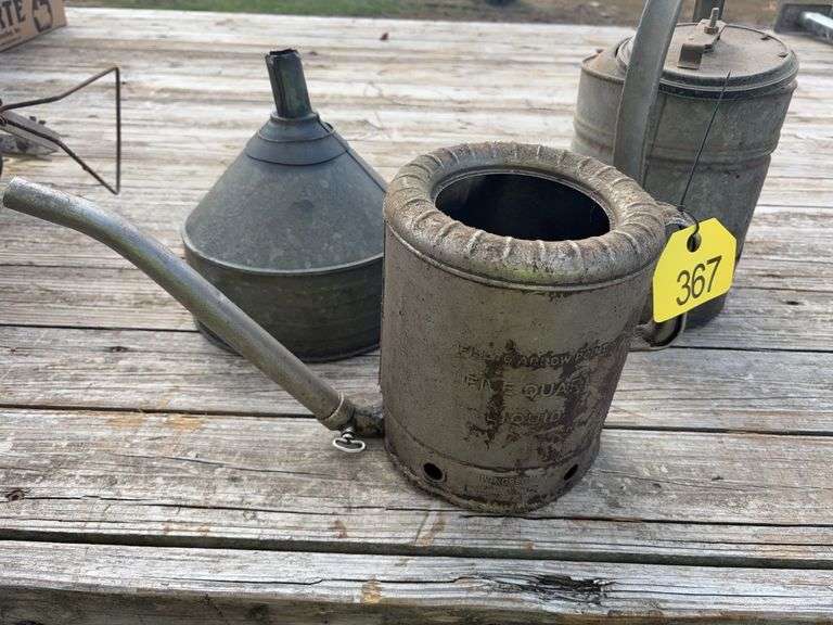 5 Quart Swing Spout Oil Can, 2 Gal Galvanized Watering Can, Galvanized Funnel,