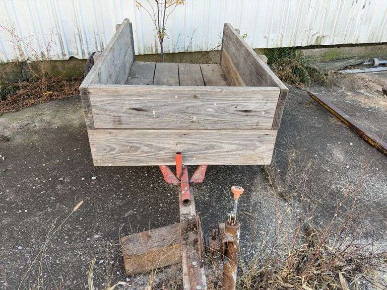 Homemade 2 Wheel Trailer, Tires are Worn and Flat, Drawbar Hitch, Bed is 6’ long x 37” wide,