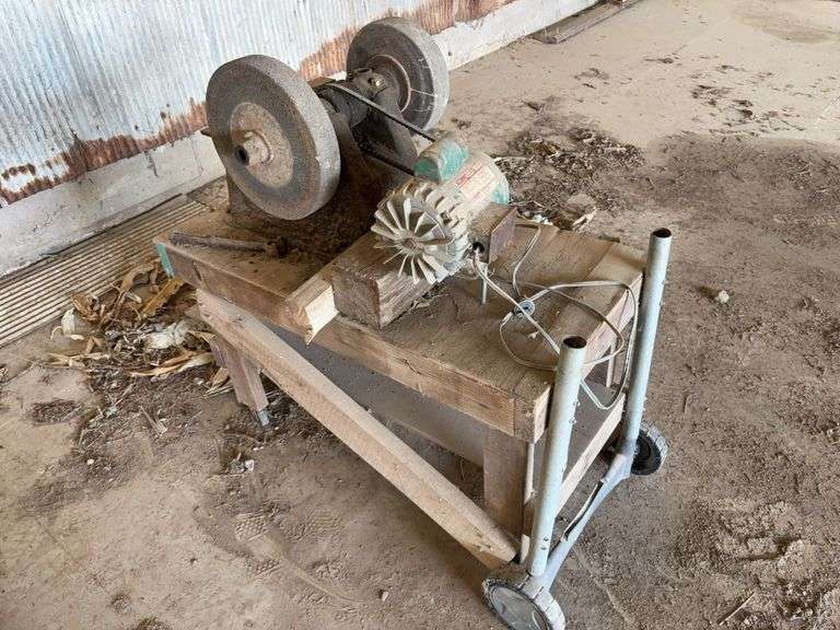 Bench Grinder w/ (2) 2” Grinding Wheels, Does Run, Dayton Motor 1/2 hp, Model # 6K714J