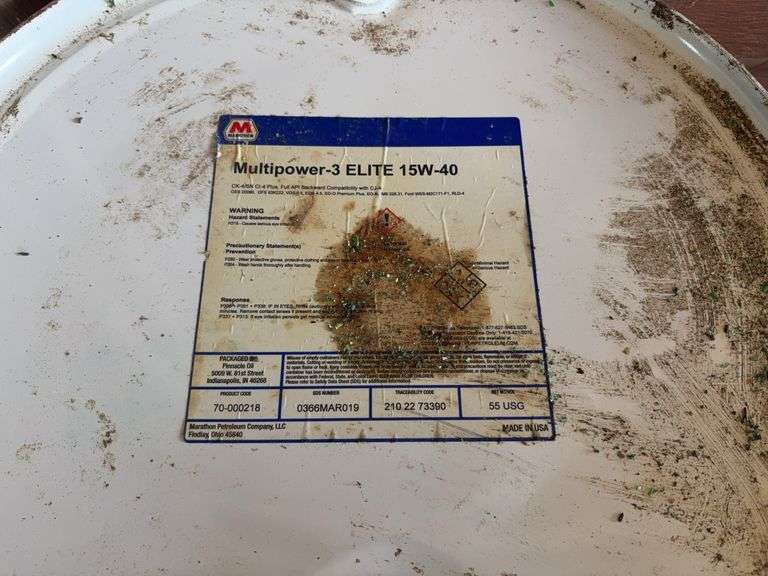 55 gallon 15-40 Oil Nearly Empty Drum, With Hand Pump, 55 Gallon Full of 15-40 Oil,