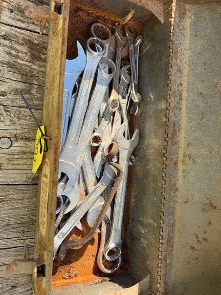 Metal Tool Box with Open End Wrenches Made in India, 3/8” Drive Socket Set, 1/4” Drive Socket Set, Tray of Dyes with Handles,Skinner Valve and Bibb Reseater,