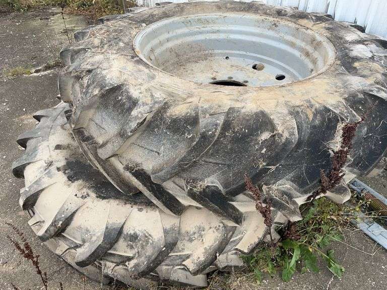 (2) Michelin 18.4R38 Tires 90% Tread on 10 Bolt Dual Rims