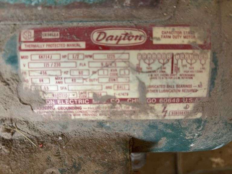 Bench Grinder w/ (2) 2” Grinding Wheels, Does Run, Dayton Motor 1/2 hp, Model # 6K714J