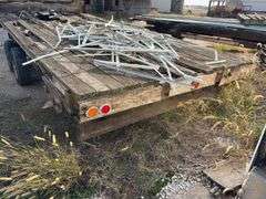 Homemade Flat Bed Trailer, No Title, 20’ Long x 9’ wide, Wood Deck is rotted,  (2) Mobile Home Axles, (3) Tires hold Air, (1) Tire is Flat,