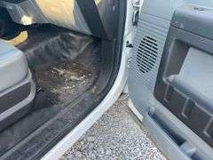 (TITLE) 2013 F-250 Super Duty XL Ford Pick Up, 2 WD, Matching Firestone 245/75R17 Tires (40%) AC Blows Cold,All Electronic Controls Work, Windows , Mirrors, Cruise Control, Etc. Vinyl Seats And Floor Mat,  No Tears, 8’ Bed,  Utility Rack, Working Tommy Gate, Reese Hitch W/ Trailer Electric Receptacle,  6.2 Liter V 8 Gas Engine,Fleet Maintained, Rust Free  W/ Minor Dings For A 12 Year Old Truck.