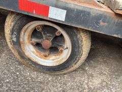 Homemade Trailer Single Axle, 15’ Length x 7’ Wide, Wood Deck Boards, Bed Tilts, Tires Hold Air, 5 Lug Rims, Unknown Axle Rating, NO TITLE