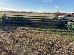 John Deere 925 Grain Head, Fits John Deere 9500 Combine, Fore/Aft Reel Cylinders, Has New Arm on Sickle Drive , Sickle Sections Good , Reel Has Composite Fingers, Stainless Pan, Poly Skids, Well Maintained Head, Header Cart IS NOT Included with Header.  See Lot #307A.