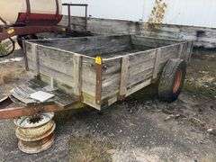 Homemade Trailer, No Title, 11’ Long x 64” wide, 1 Tire Holds Air, 1 Tire is Flat, Pin hitch,