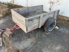 Homemade 2 Wheel Trailer, Tires are Worn and Flat, Drawbar Hitch, Bed is 6’ long x 37” wide,