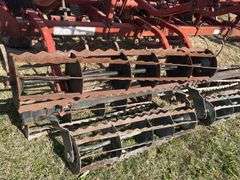 Kewanee Field Cultivator, 18’ Wide, Hydraulic Folding, Rolling Baskets in Back, Shovels Are Worn and Some Missing, 11L-15 SL Tires Fair Some Have Cracks, Hydraulic Lines Need Attention
