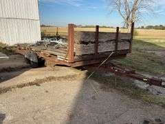 Homemade Flat Bed Trailer, No Title, 20’ Long x 9’ wide, Wood Deck is rotted,  (2) Mobile Home Axles, (3) Tires hold Air, (1) Tire is Flat,