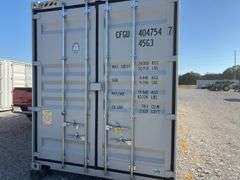 40’ AGT 4 Side Doors and 1 Back Door Container, 40' long x 8' wide,
1 ea. Back Doors measures 102" tall X 92" wide,
4 ea. Side Doors  measures  98" tall X 92" wide,
inside dimension 89” wide,
Tie down anchors on inside of container,
Minor floor scratches on inside, minor wall scratches and dents, 
All doors have weatherstripping, 
1 time use,
Has vents on side walls, 
Container # CFGU4047547