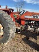 285 Massey Diesel Tractor, Wide Front End, 18.4-34 (60%) Rears, Rear Wheel Weights, Power Steering,Easy Starting In Cold Weather, Clutch Is Strong, Brakes Work,4 Speed Transmission, S/N 9A 265262, 2926 Hours On Working Meter, Fuel Pump Has A Slight Leak, Water Pump Is Leaking, 1974 Model Tractor, Starts And Runs