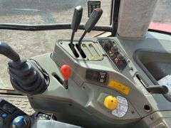 1999 Massey Ferguson 6280 4 WD w/ Loader MF1080 Loader 8’ wide Bucket and Pallet / Bale Forks, Loader Hydraulics Are Plumbed To Rear Remotes, Quick Attach, Serial # L142017, 122 Hp, Perkins Diesel Engine,Transmission 4 Gear Dyna Shift,Left Hand F/R,  Rear Tires are 18.4 R38 tires have cracks 40% Tread, Front Tires are 14.9 R28 tires have cracks 40% Tread, 4 Remotes, Quick Hitch, Cab in Fair Condition, Heat/AC, AM/FM Radio, 2274.5 verified Hours, Seat Fabric is Torn, Front Left Hood is Dented, Fuel Pump is Leaks Diesel Fuel when Running,