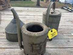 5 Quart Swing Spout Oil Can, 2 Gal Galvanized Watering Can, Galvanized Funnel,