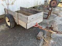 Homemade 2 Wheel Trailer, Tires are Worn and Flat, Drawbar Hitch, Bed is 6’ long x 37” wide,