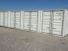 40’ AGT 4 Side Doors and 1 Back Door Container, 40' long x 8' wide,
1 ea. Back Doors measuresds 102" tall X 92" wide,
4 ea. Side Doors  measures  98" tall X 92" wide,
inside dimension 89” wide,
Tie down anchors on inside of container,
Minor floor scratches on inside, minor wall scratches and dents, 
All doors have weatherstripping, 
1 time use,
Has vents on side walls, 
Container # CFGU4045035
