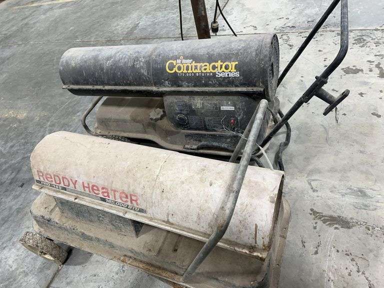 (2) Propane Heaters, Reddy Heater Pro 165, 165,000BTU, Mr. Heater Contractor 175,000BTU, Diesel or Kerosene, Working Condition Via Consignor, Tires on Mr. Heater Need Attention