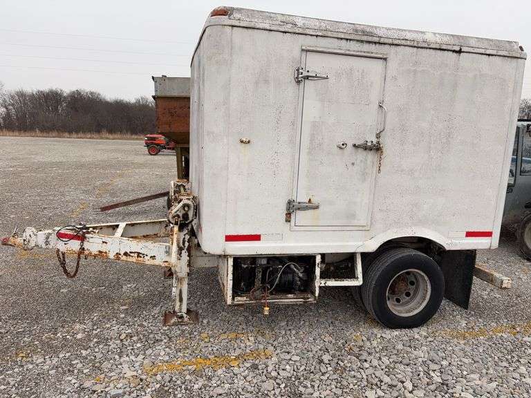 (TITLE) 2002 Homemade Cooler Trailer w/duals on Single Axle, Title in Hand, Cooler Size Inside Measures 78” wide x 8’ long x 58” tall, Wall Thickness is 5”, 110 V Compressor, Unknown if Compressor Works, Trailer Length is 15’ Long, Tire Tread is 50%, Tires do hold Air,