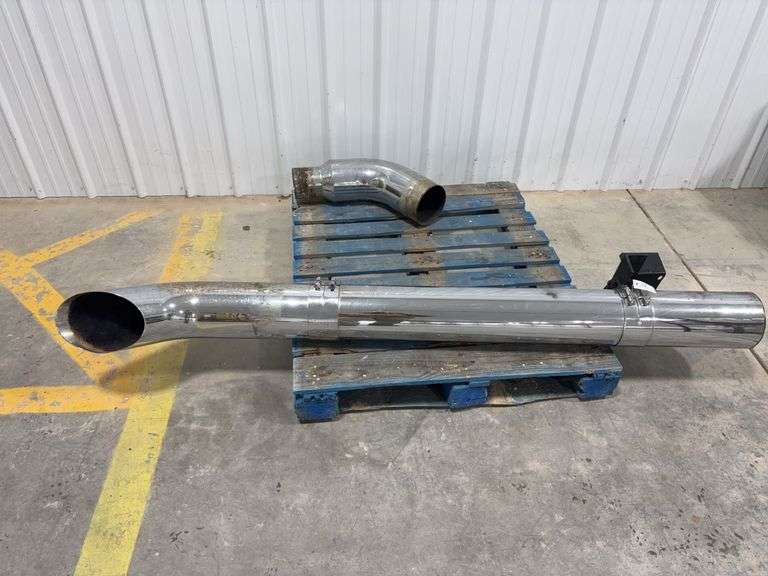 Semi Truck Exhaust Stack, chrome, 7” dia x 82” Tall,  5” to 7” 45 Degree Reducer,