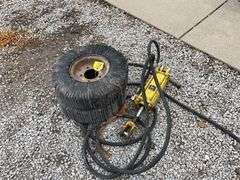 (2) Laminated Rotary Cutter Tires and Rims, 5 Bolt Rims, Tires Measure 20”, John Deere Hydraulic Cylinder, Measures 12”x4”x With Hoses