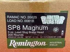 Remington SP8 Industrial Shells 8 Ga 3 Oz Lead Slug With Brass Head