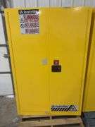 45 gallon Just Rite Flammable Cabinet, Locking W/Keys, Yellow, Manual Doors, 2 shelves, Cabinet Measures 43” Wide x 18”Deep x 65” Tall