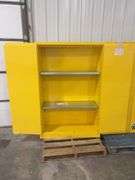 45 gallon Just Rite Flammable Cabinet, Locking W/Keys, Yellow, Manual Doors, 2 shelves, Cabinet Measures 43” Wide x 18”Deep x 65” Tall