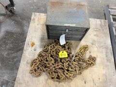 4 Drawer Organizer size 15” wide x 11-1/2” deep x 11-1/2” tall, 34’ long 1/2” Chain w/hooks,