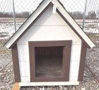 5’x10’ Lucky Dog chain linked box kennel with roof frame/no cover; 6’ tall & 39” L x 33” W x 40” H insulated dog house