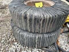 (2) Laminated Rotary Cutter Tires and Rims, 5 Bolt Rims, Tires Measure 20”, John Deere Hydraulic Cylinder, Measures 12”x4”x With Hoses