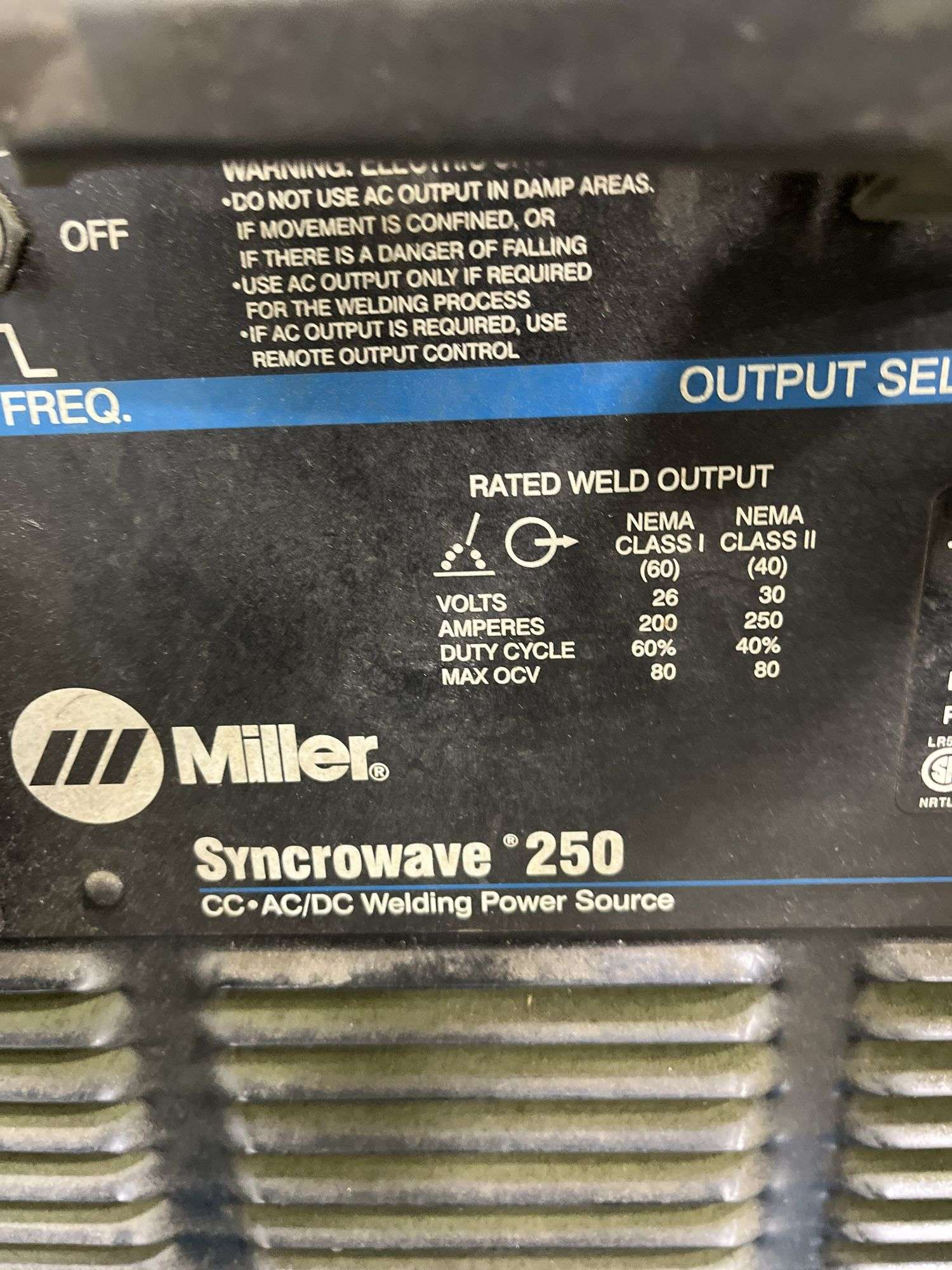 Miller Syncrowave 250 AC/DC Welding Power Source , Tig