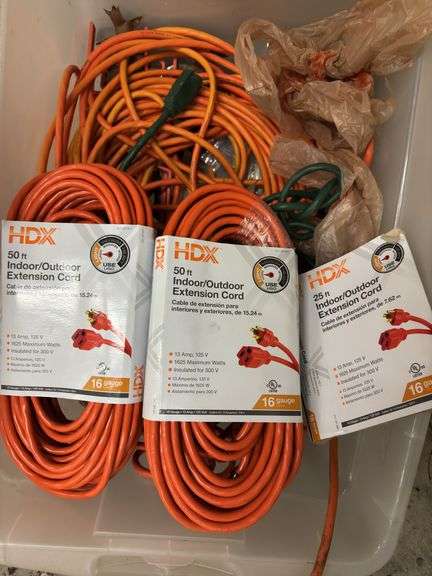Extension Cords, (6) Cords total, (2) Unused.