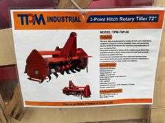 Unused TPM 3-Point Hitch Rotary Tiller 72”, Model TPM-TM180, 40-55HP Tractor, 3.2”-4.8” Depth, 36 Blades, 650Lbs, 540PTO, Adhustable Skid Skies, Powder Coated Finish