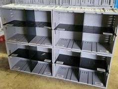 Plastic Filing Totes, 12” D X 20” W X 29” Long, (28) Total. Stackable and Locking.