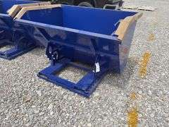 Unused Hanbase 1 1/2 CY  Dumping Hopper, 59 in Interior Width,
35.75 in Deep,
Pull the handle and it will dump, manual reset,