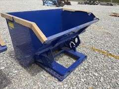 Unused Hanbase 1 1/2 CY  Dumping Hopper, 59 in Interior Width,
35.75 in Deep,
Pull the handle and it will dump, manual reset,