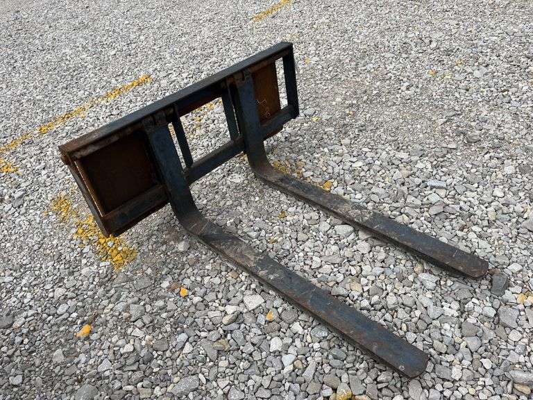 Skid Steer Pallet Forks, 46” Forks, Adjustable, Shop Built, Forks Slide For Adjustment, Heavy Forks