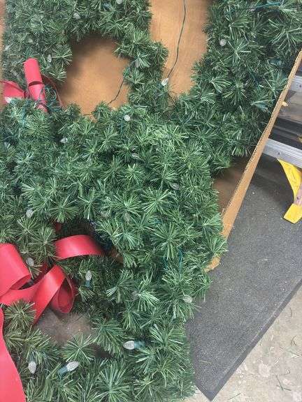 Christmas Wreaths, (1) 60” Diameter Lighted, (5) 32” Lighted, All Lights Work.