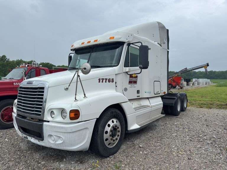 (TITLE) 2008 Freightliner Columbia Century Class, 14.7L Detroit, 10 Speed, 999,XXX Miles On Working Meter, Pre DEF, AC Blows Cold, 60” Sleeper, 258” Wheel Base, Electric Windows Non Functioning, Starts And Runs, Driven In, Title In Hand, 22.5 Tires, 50-60% Tread, Aluminum Front Rims, Steel Rear Rims, Consignor Used It To Haul Shipping Containers.Chris Conner 618 420-0686
