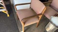 (4) Upholstered Waiting Room Chairs,  wood legs and arms