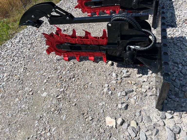 Unused GIYI Skid Steer Trencher, Model GY-TC-38, Trenching Depth 38”, Trenching Width 6”, 28 Teeth, Max Flow 57L/min