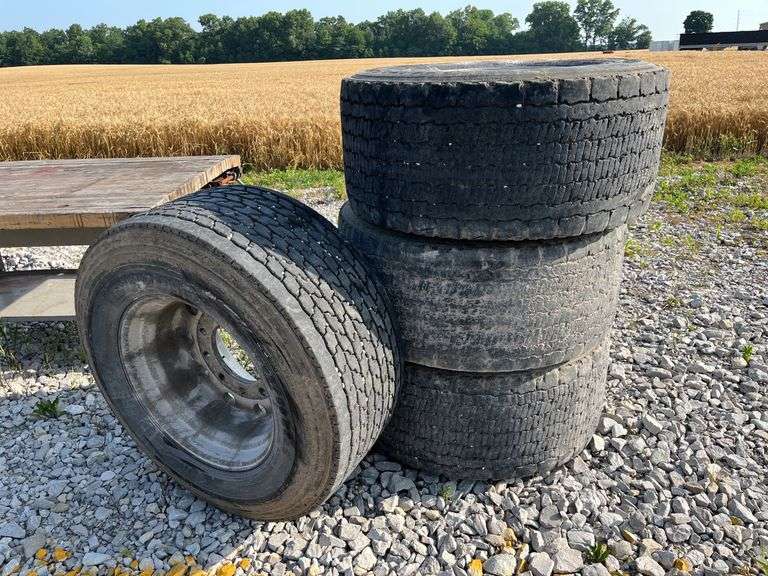 (4) Super Singles, Michelin X One XDN2, 445/50R22.5, Approx 25% Tread, With Rims