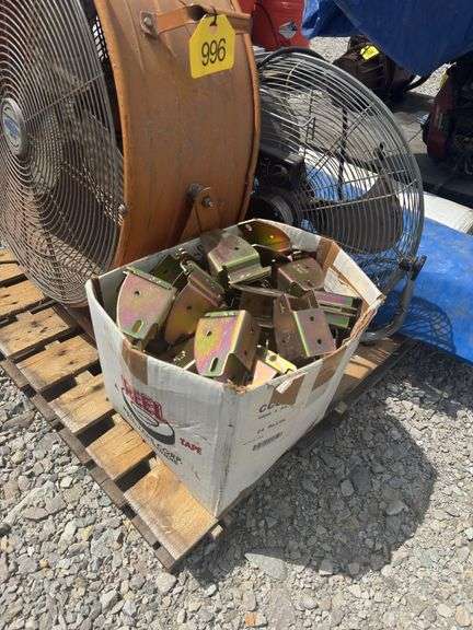 Fans, Rolls Of Plastic, (2) Poly Tarps, Box Of E-Track Wood Holder.