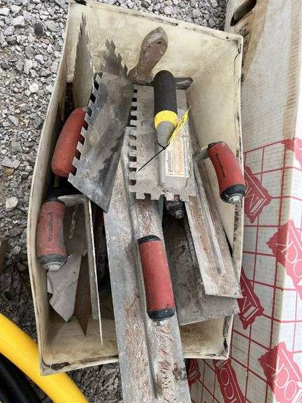 Tote of Masonary And Tile Trowels, 11” to 18” And More